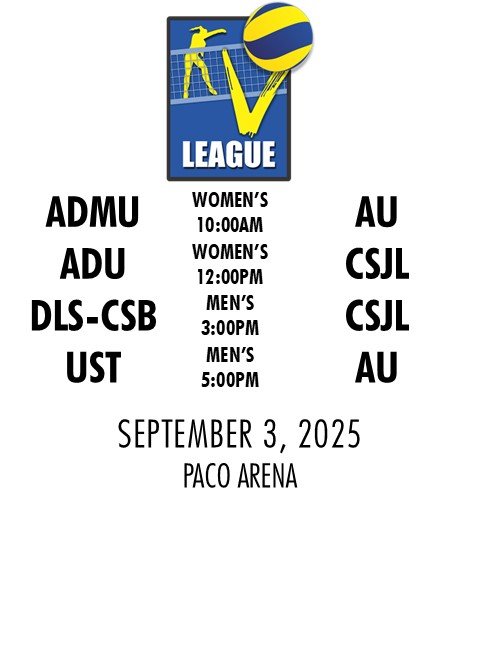 ATENEO DE MANILA UNIVERSITY vs ARELLANO UNIVERSITY | ADAMSON UNIVERSITY vs COLEGIO DE SAN JUAN DE LETRAN | DE LA SALLE-COLLEGE OF SAINT BENILDE vs COLEGIO DE SAN JUAN DE LETRAN | UNIVERSITY OF SANTO TOMAS vs ARELLANO UNIVERSITY