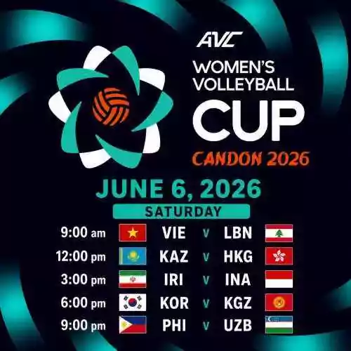 AVC WOMEN'S CUP 2026: VIE v LBN, KAZ v HKG, IRI v INA, KOR v KGZ and PHI v UZB