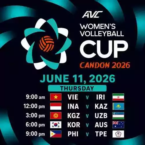 AVC WOMEN'S CUP 2026: VIE v IRI, INA v KAZ, KGZ v UZB, KOR v AUS and PHI v TPE