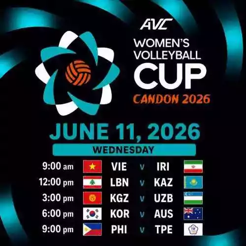 AVC WOMEN'S CUP 2026: VIE v IRI, LBN v KAZ, KGZ v UZB, KOR v AUS and PHI v TPE