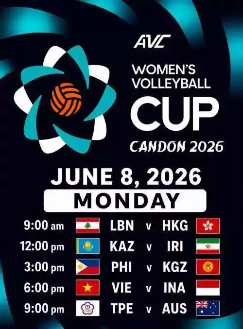 AVC WOMEN'S CUP 2026: LBN v HKG, KAZ v IRI, PHI v KGZ, VIE v INA and TPE v AUS