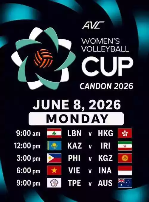 AVC WOMEN'S CUP 2026: LBN v HKG, KAZ v IRI, PHI v KGZ, VIE v INA and TPE v AUS