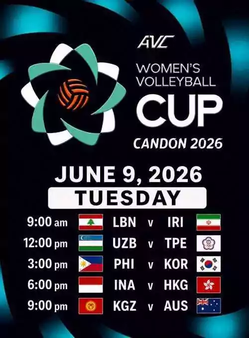 AVC WOMEN'S CUP 2026: LBN v IRI, UZB v TPE, PHI v KOR, INA v HKG and KGZ v AUS 