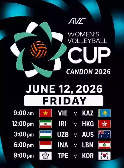 AVC WOMEN'S CUP 2026: VIE v KAZ, IRI v HKG, UZB v AUS, INA v LBN and TPE v KOR