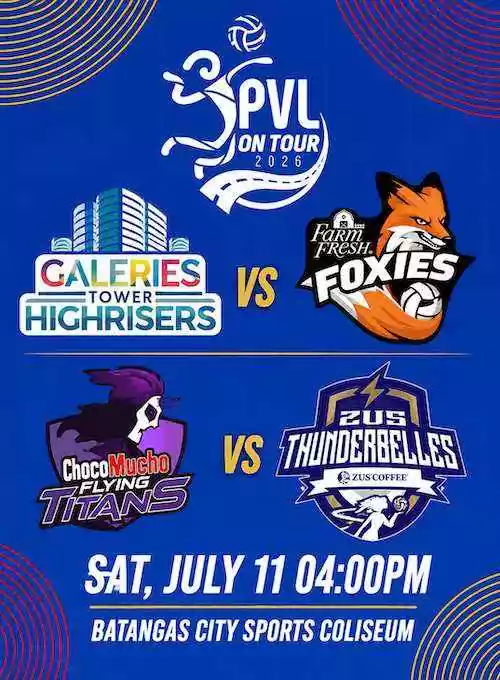 PVL ON TOUR 2026 IN BATANGAS CITY: GALERIES v FARM FRESH and CHOCO MUCHO v ZUS COFFEE