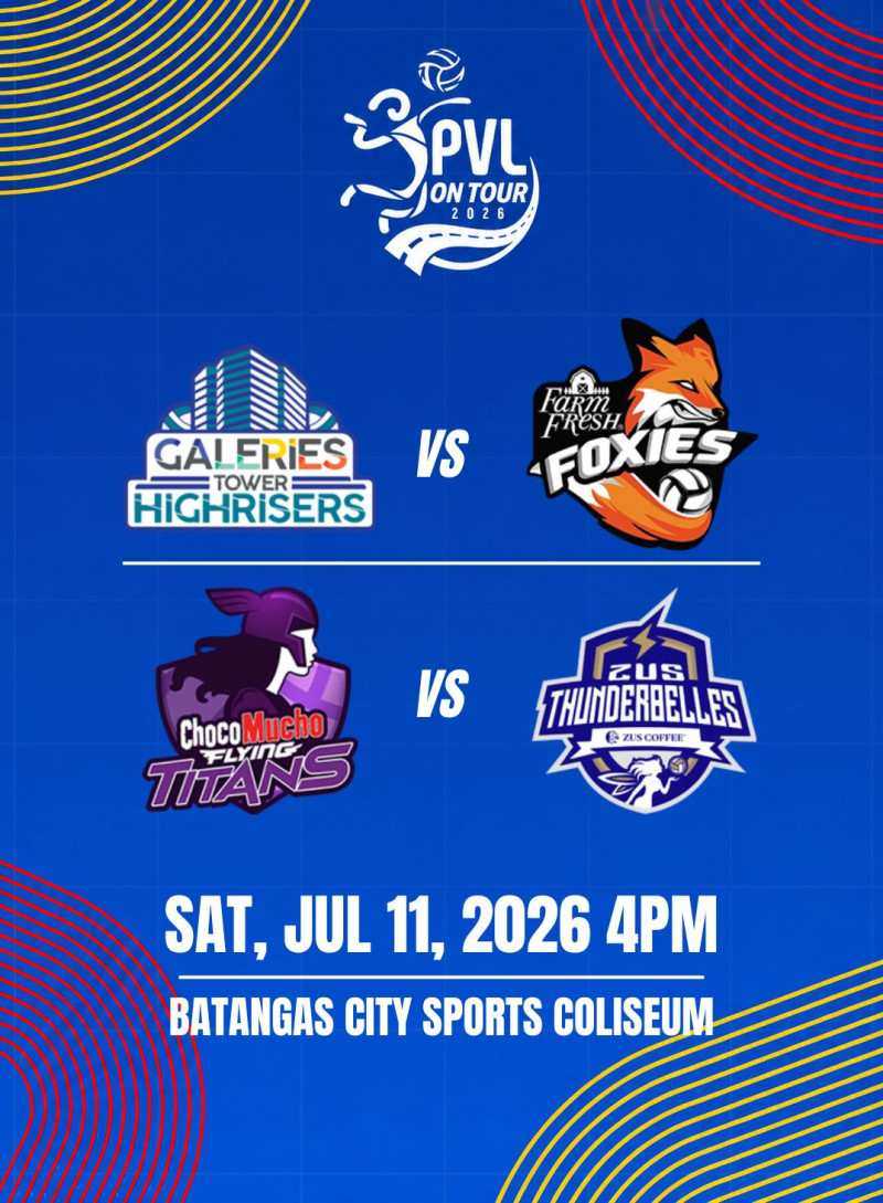 PVL ON TOUR 2026 IN BATANGAS CITY: GALERIES v FARM FRESH and CHOCO MUCHO v ZUS COFFEE