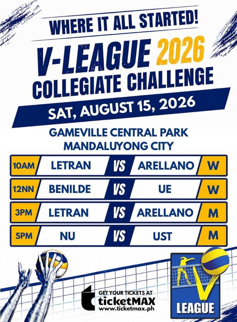 VLCC 2026: LETRAN vs ARELLANO (W), BENILDE vs UE (W), LETRAN vs ARELLANO (M) and NU vs UST (M)