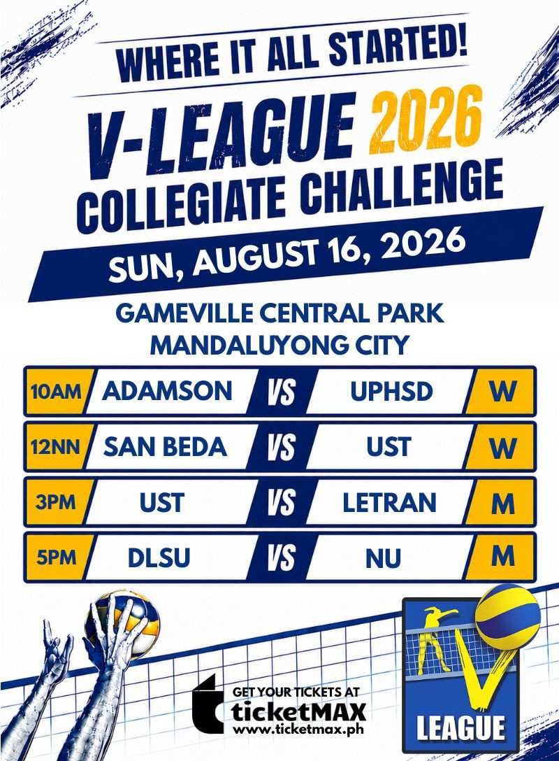 VLCC 2026: ADAMSON vs UPHSD (W), SAN BEDA vs UST (W), UST vs LETRAN (M) and DLSU vs NU (M)