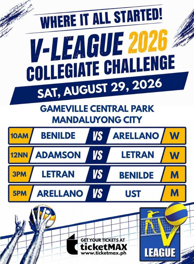 VLCC 2026: BENILDE vs ARELLANO (W), ADAMSON vs LETRAN (W), LETRAN vs BENILDE (M) and ARELLANO vs UST (M)