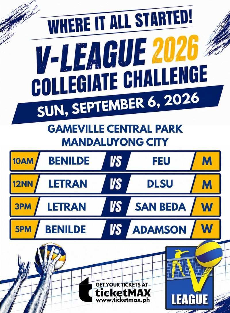 VLCC 2026: BENILDE vs FEU (M), LETRAN vs DLSU (M), LETRAN vs SAN BEDA (W) and BENILDE vs ADAMSON (W)